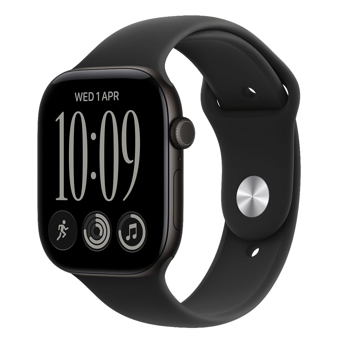 APPLE Watch Series 12 GPS 42mm Black Aluminium Case with Black Sport Band Medium/ Large Smartwatch