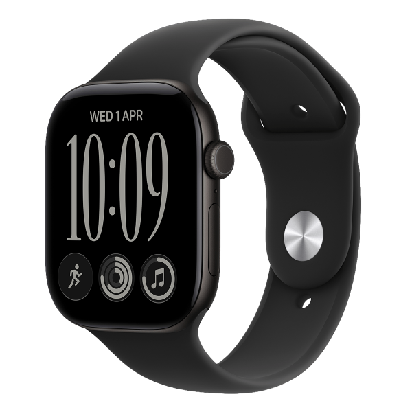 APPLE Watch Series 12 GPS 42mm Black Aluminium Case with Black Sport Band Medium/ Large Smartwatch
