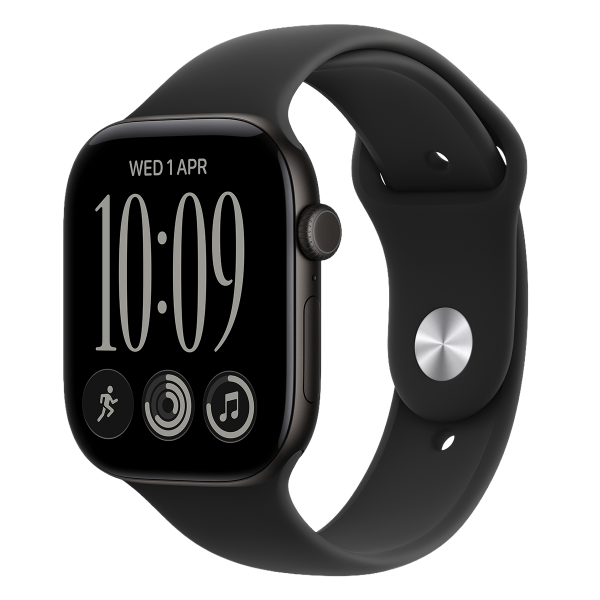 APPLE Watch Series 12 GPS 46mm Black Aluminium Case with Black Sport Band Small/Medium Smartwatch