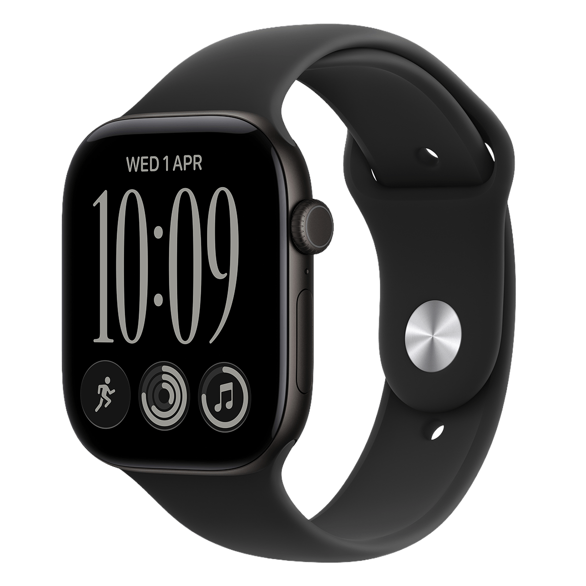 APPLE Watch Series 12 GPS 46mm Black Aluminium Case with Black Sport Band Medium/Large Smartwatch
