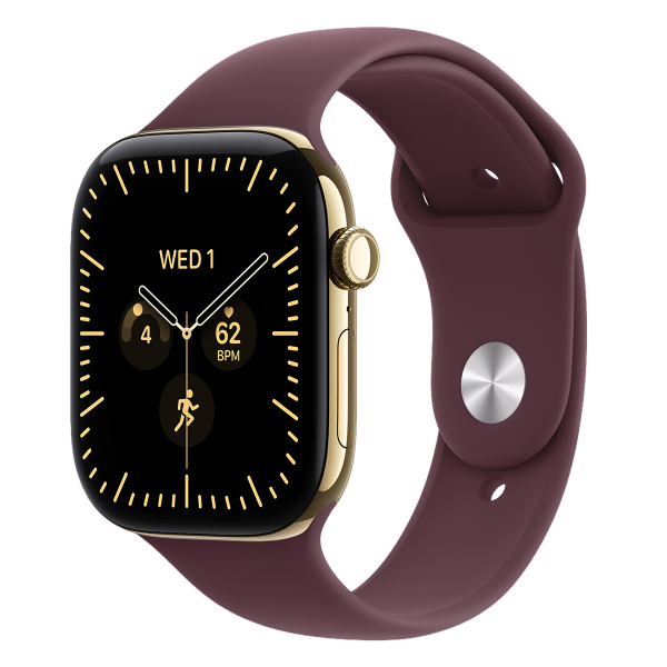 APPLE Watch Series 12 GPS + Cellular 42mm Radiant Gold Titanium Case with Burgundy Sport Band Medium/Large Smartwatch