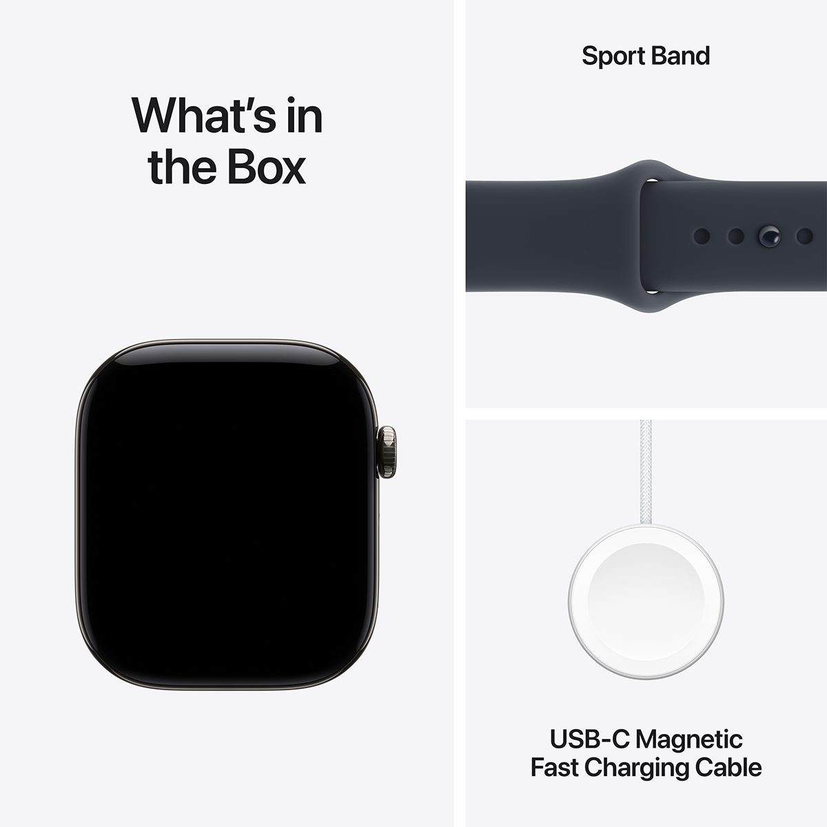 APPLE Watch Series 12 GPS + Cellular 46mm Natural Titanium Case with Navy Blue Sport Band Small/Medium Smartwatch - 6