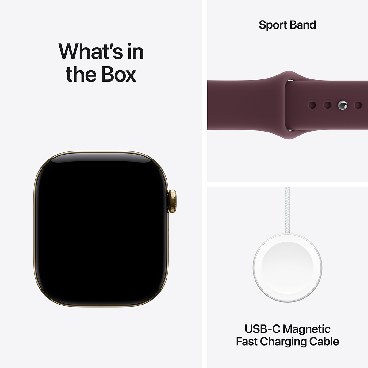APPLE Watch Series 12 GPS + Cellular 46mm Radiant Gold Titanium Case with Burgundy Sport Band Small/Medium Smartwatch - 6