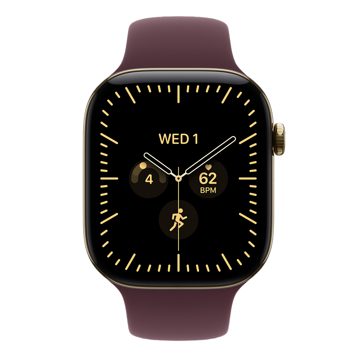 APPLE Watch Series 12 GPS + Cellular 46mm Radiant Gold Titanium Case with Burgundy Sport Band Medium/Large Smartwatch - 2