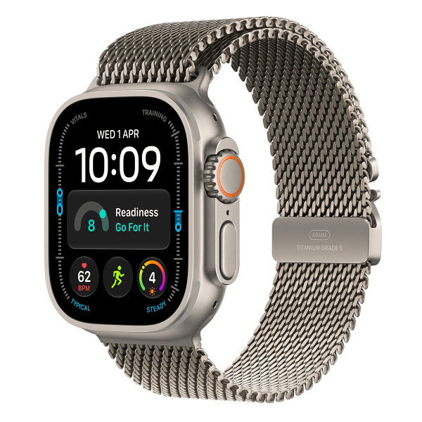 APPLE Watch Ultra 4 GPS + Cellular 49mm Natural Titanium Case with Natural Titanium Milanese Loop Medium Smartwatch