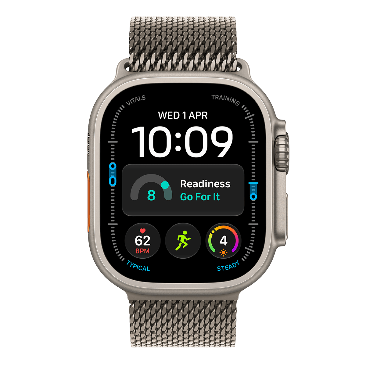 APPLE Watch Ultra 4 GPS + Cellular 49mm Natural Titanium Case with Natural Titanium Milanese Loop Large Smartwatch - 2