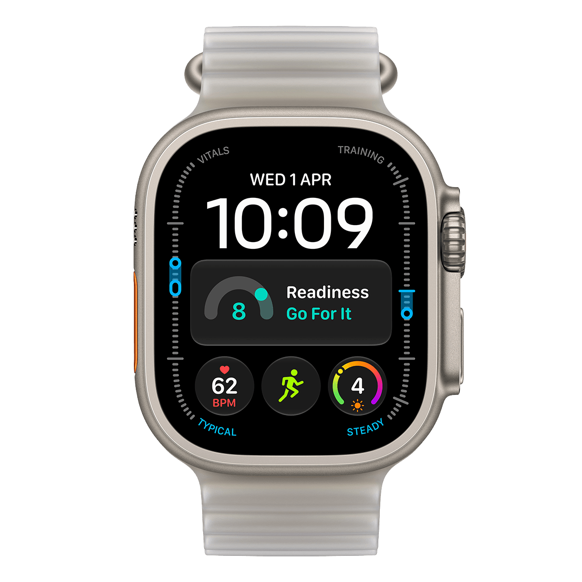 APPLE Watch Ultra 4 GPS + Cellular 49mm Natural Titanium Case with Translucent Grey Ocean Band Smartwatch - 2