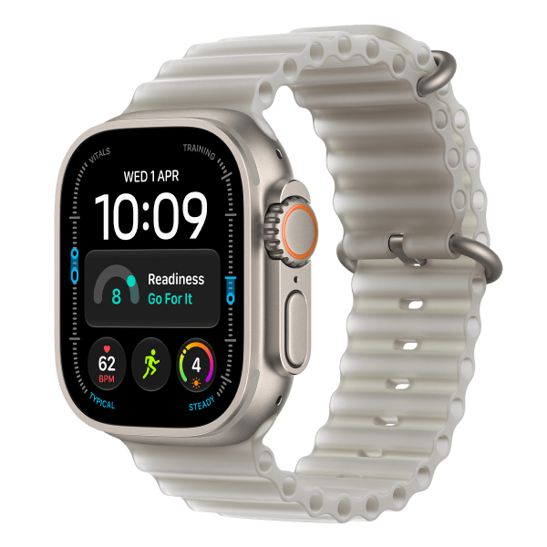 APPLE Watch Ultra 4 GPS + Cellular 49mm Natural Titanium Case with Translucent Grey Ocean Band Smartwatch