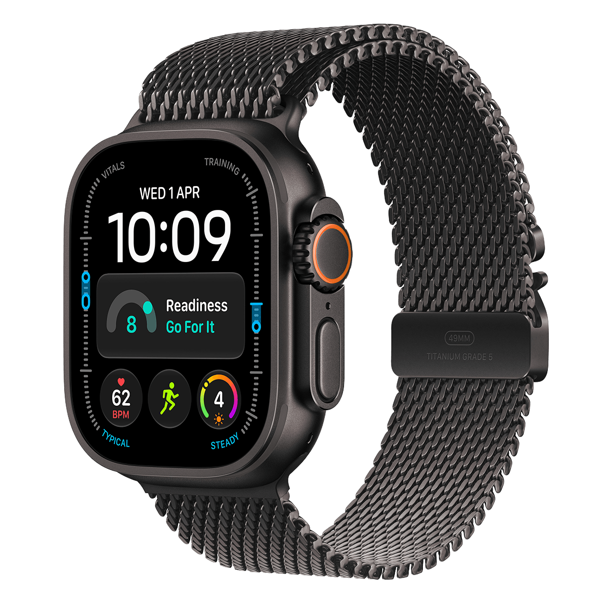APPLE Watch Ultra 4 GPS + Cellular 49mm Black Titanium Case with Black Titanium Milanese Loop Small Smartwatch