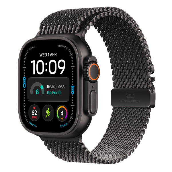 APPLE Watch Ultra 4 GPS + Cellular 49mm Black Titanium Case with Black Titanium Milanese Loop Small Smartwatch