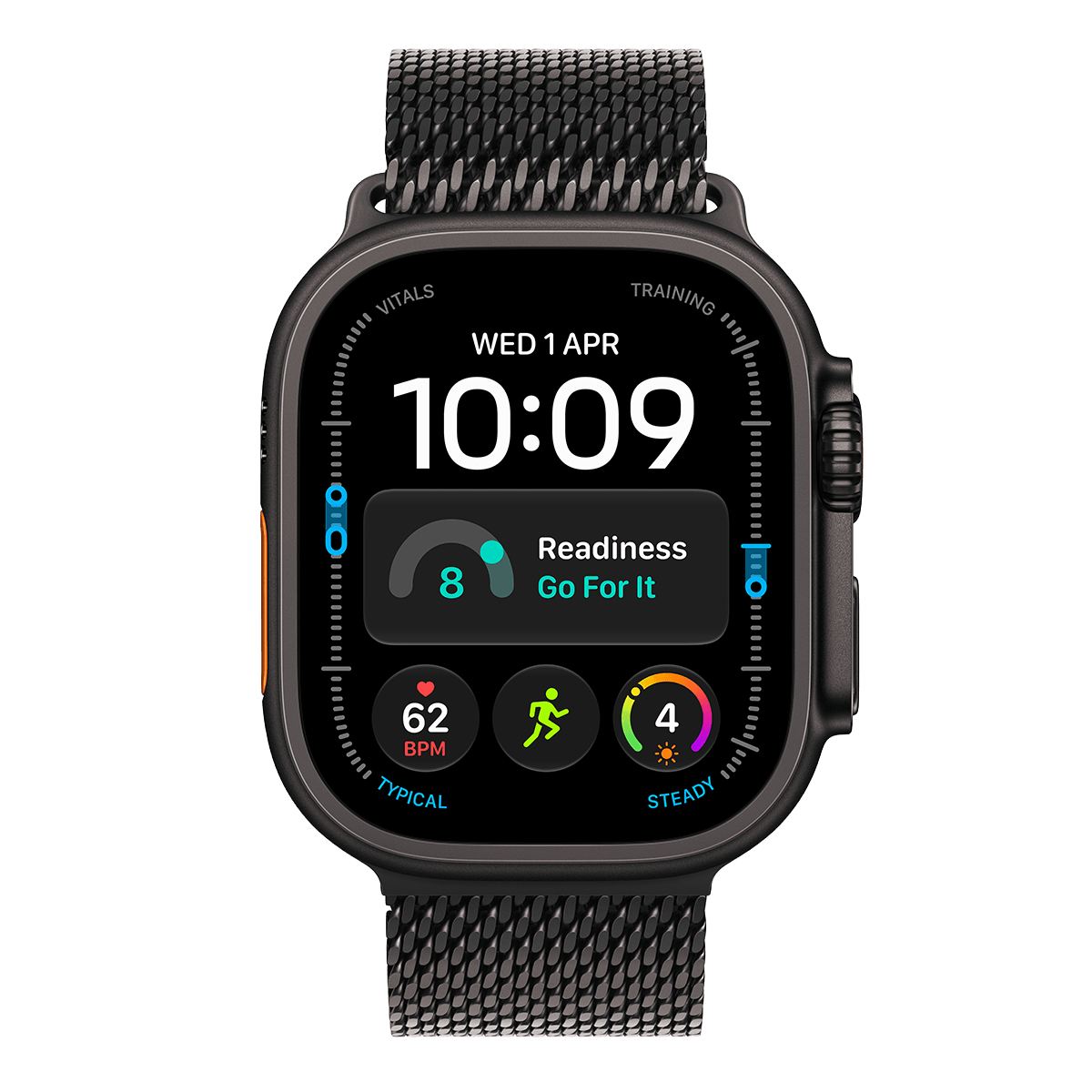 APPLE Watch Ultra 4 GPS + Cellular 49mm Black Titanium Case with Black Titanium Milanese Loop Medium Smartwatch - 2