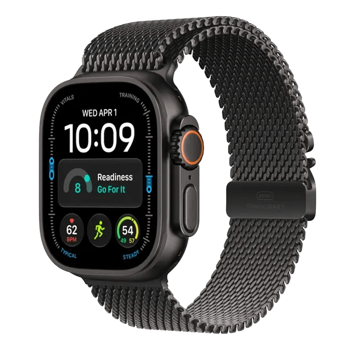 APPLE Watch Ultra 4 GPS + Cellular 49mm Black Titanium Case with Black Titanium Milanese Loop Large Smartwatch