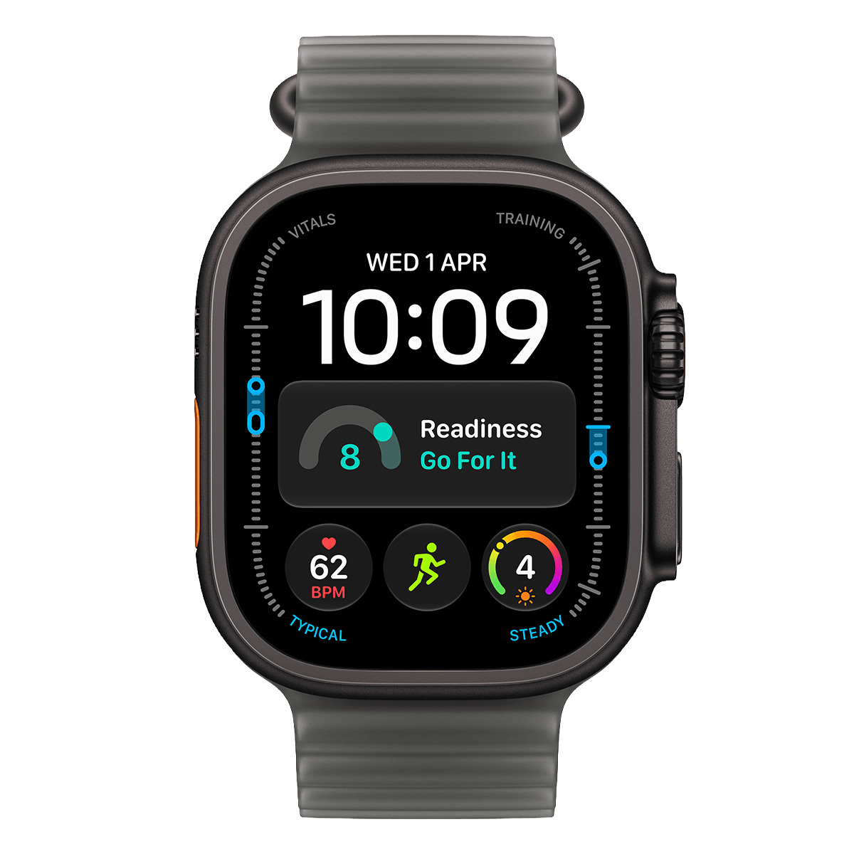 APPLE Watch Ultra 4 GPS + Cellular 49mm Black Titanium Case with Translucent Black Ocean Band Smartwatch - 2