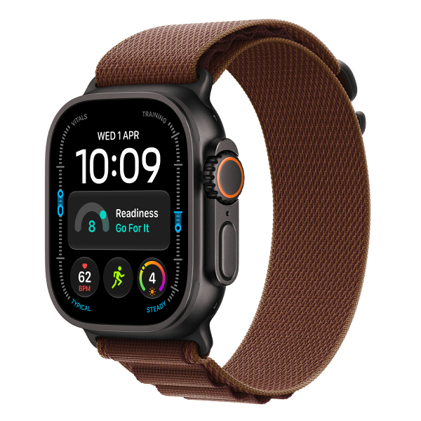 APPLE Watch Ultra 4 GPS + Cellular 49mm Black Titanium Case with Burgundy Alpine Loop Small Smartwatch