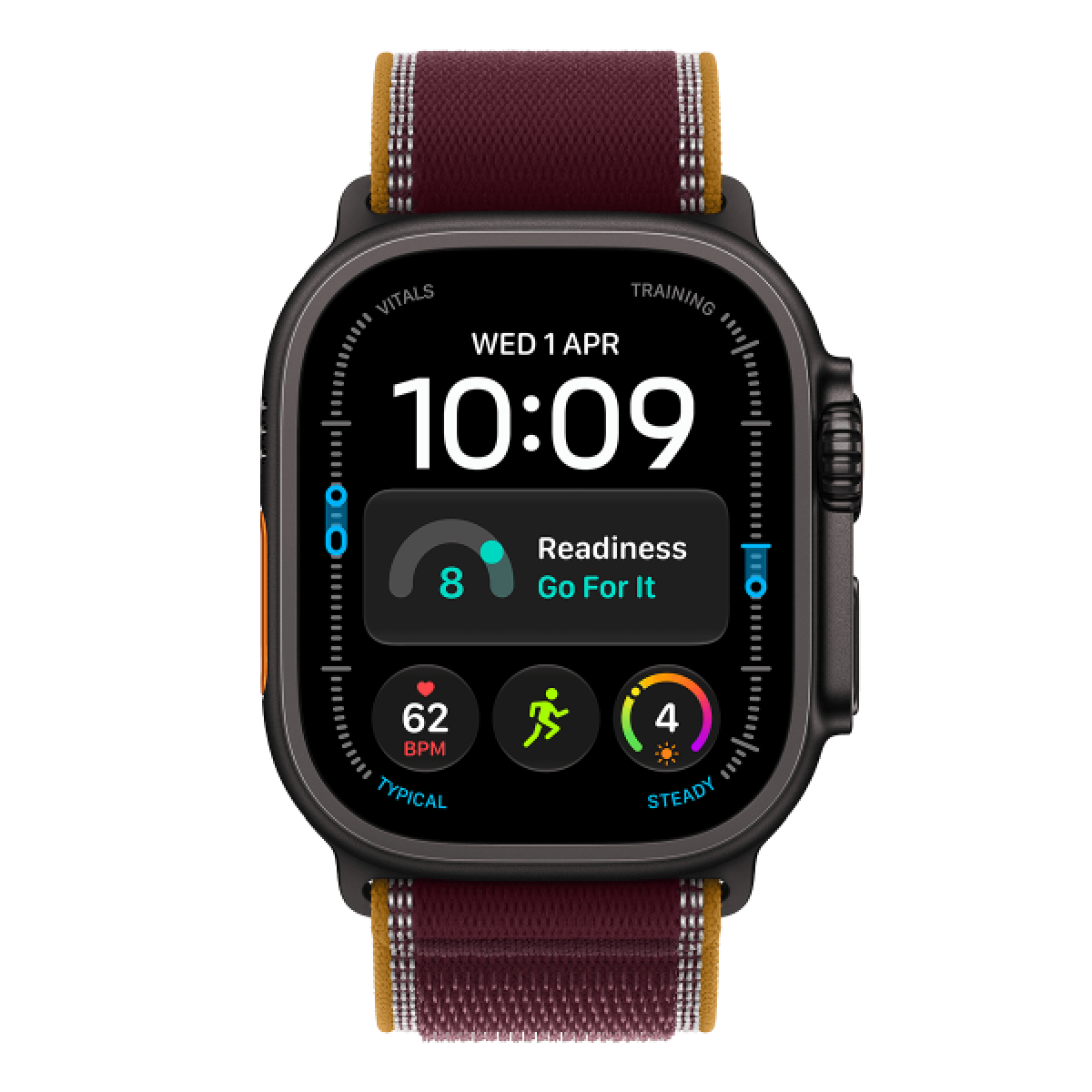 APPLE Watch Ultra 4 GPS + Cellular 49mm Black Titanium Case with Burgundy Alpine Loop Medium Smartwatch - 2