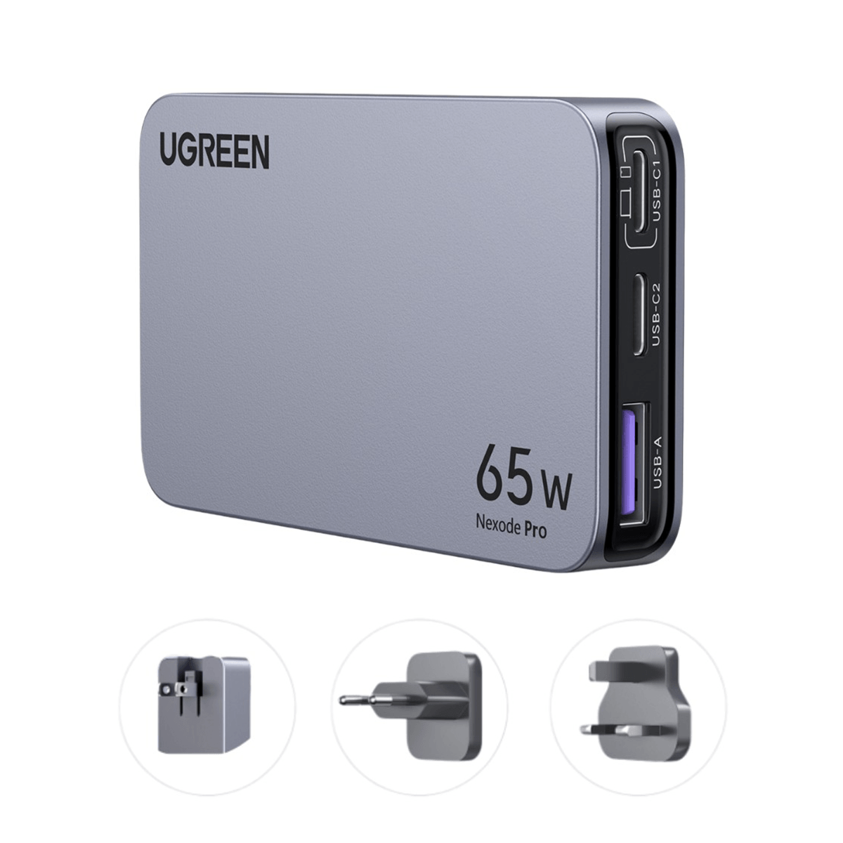 Φορτιστής Ταξιδίου UGREEN Nexode Pro GaN με 3-θύρες 65W Γκρι - 3