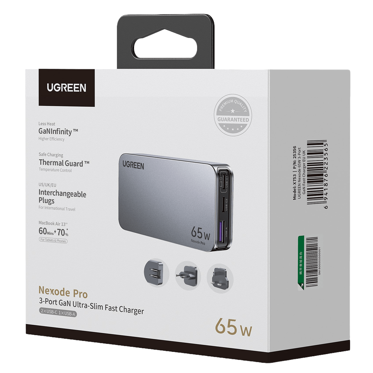 Φορτιστής Ταξιδίου UGREEN Nexode Pro GaN με 3-θύρες 65W Γκρι - 4